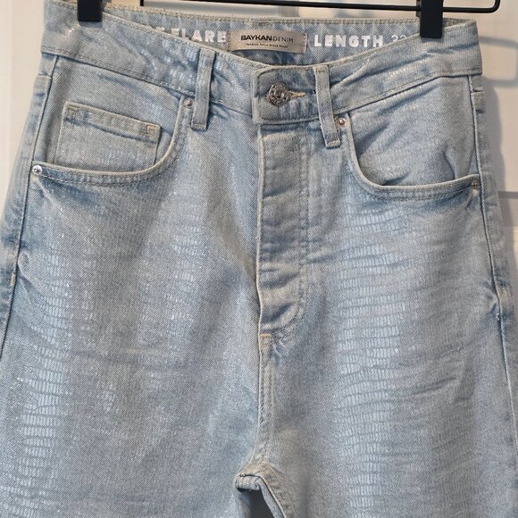 NWOT: Baykan Denim Boot Flare Coated Jeans - Picture 2 of 8